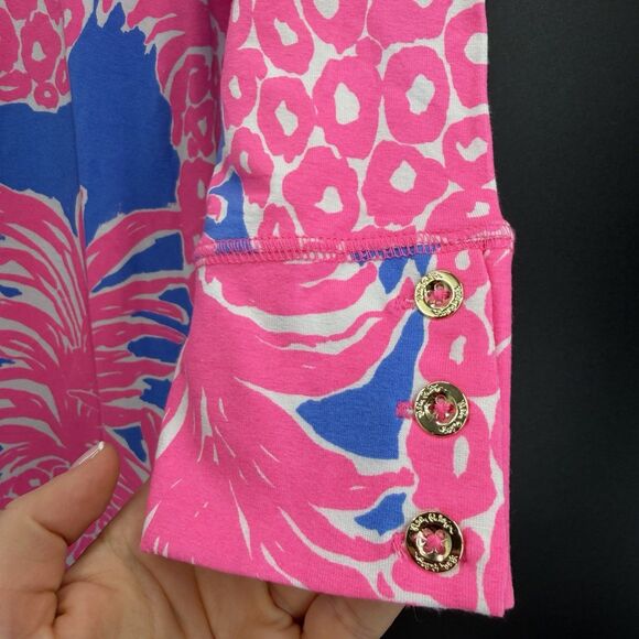 EUC LILLY PULITZER SOPHIE UPF 50+ TROPICAL PINEAPPLE PINK AND BLUE DRESS LARGE - Picture 4 of 6